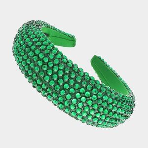 2/$22 Green Faceted Bead Padded Headband
